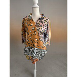 ATELIER 5 Linen Blend Collared Top Size Medium